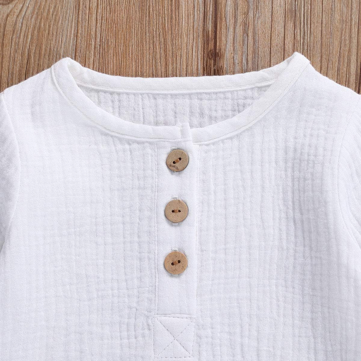 Toddler Baby Boy Girl Clothes Cotton Linen Long Sleeve Button Pullover Tops Drawstring Pants Set Casual Outfit - Image 5