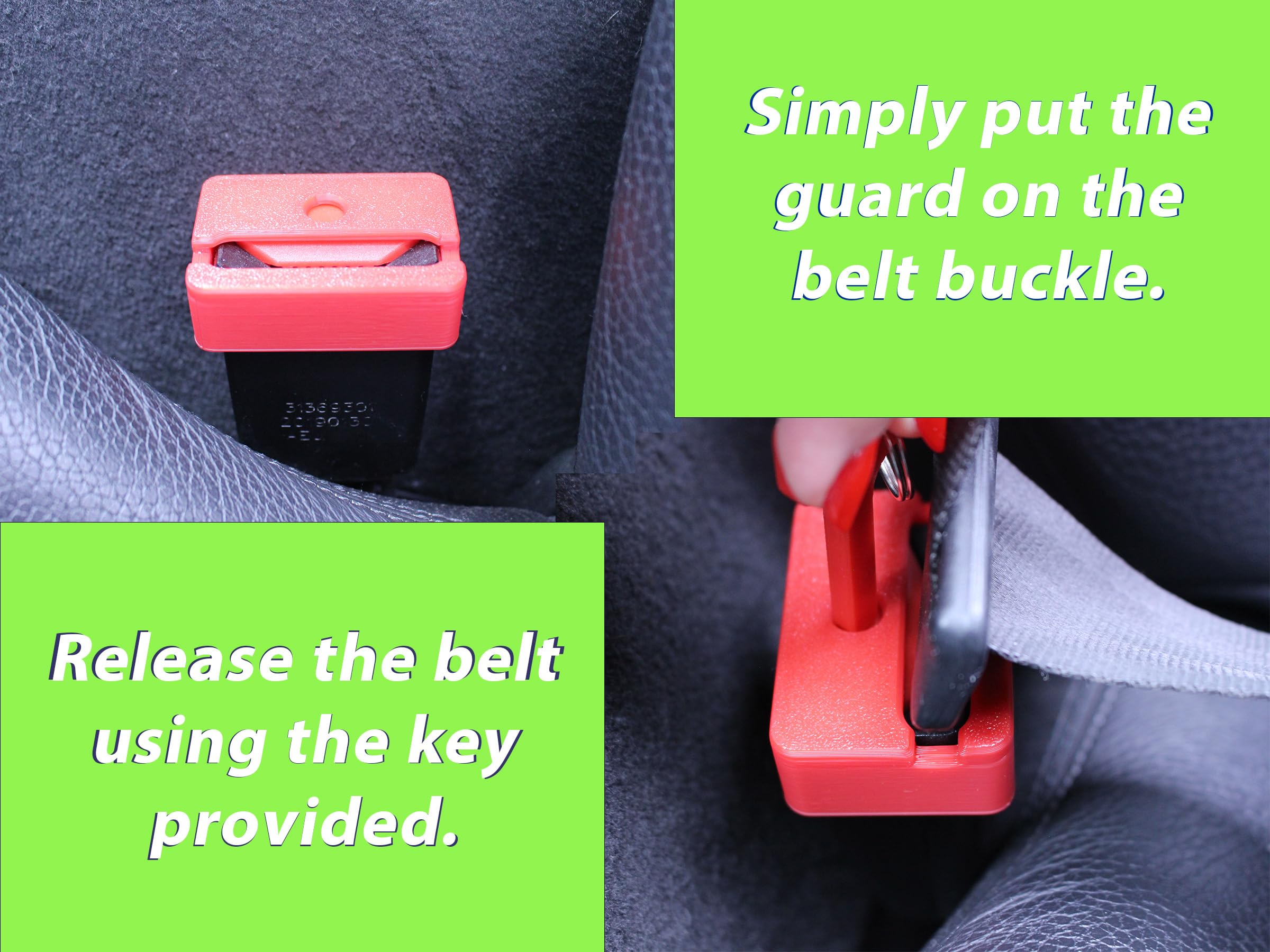 Decoralin Seat Belt Buckle Guard, Safety Cover with Keychain Release Key, Prevents Unbuckling by Kids & Dementia Patients - Image 3