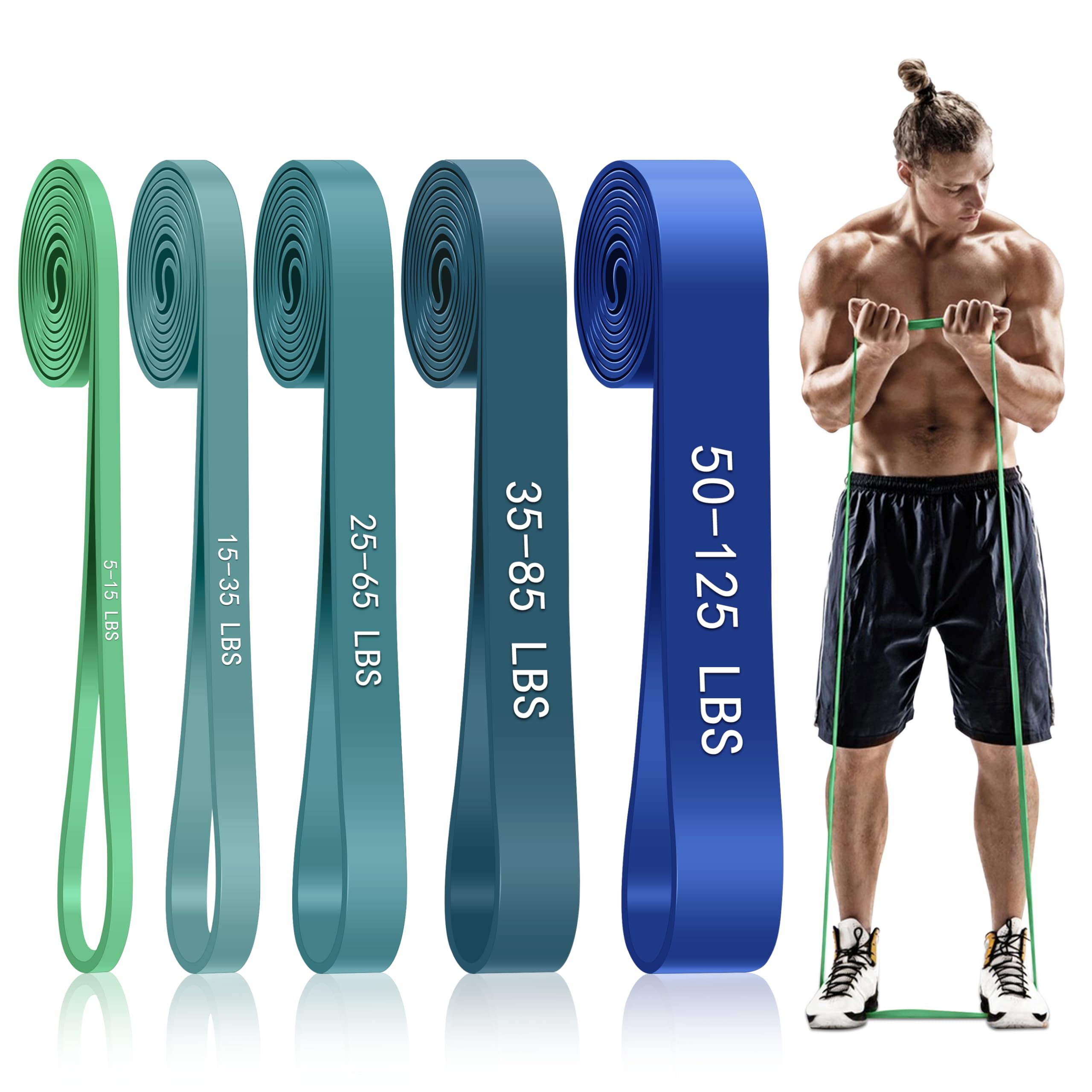 Pull Up Assistance Bands, 5-Level Resistance Bands for Working Out, Pull Up Bands for Men & Women, Exercise Bands for Full-Body Training, Fitness,