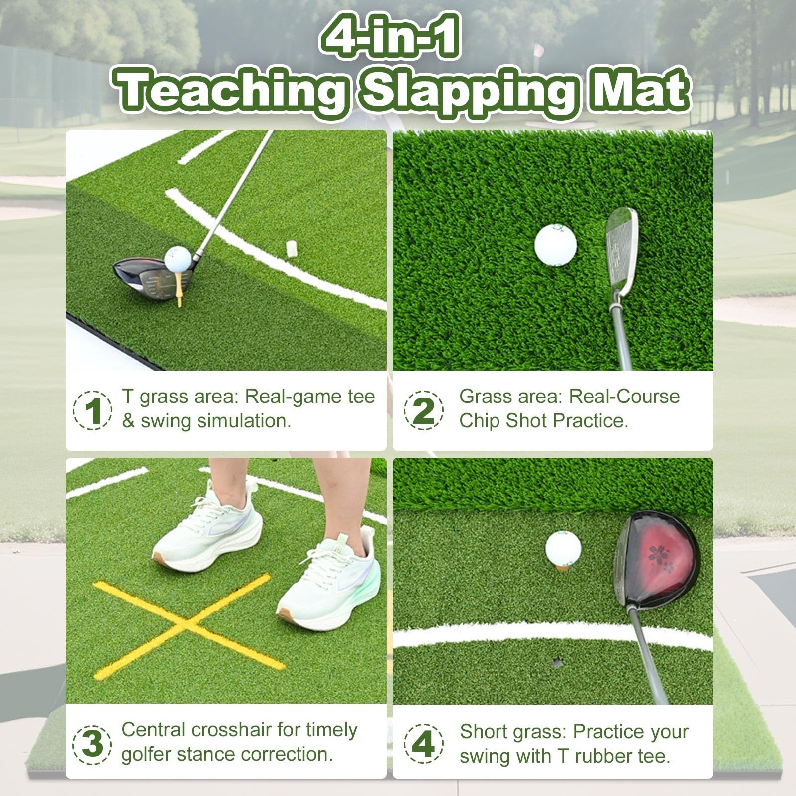 Duża Mata Golfowa Dual-Turf, Do Domu I Ogrodu | Trening Swing, Drive I Chip, Real Feel, Amortyzowana Podstawa Dla Golfistów