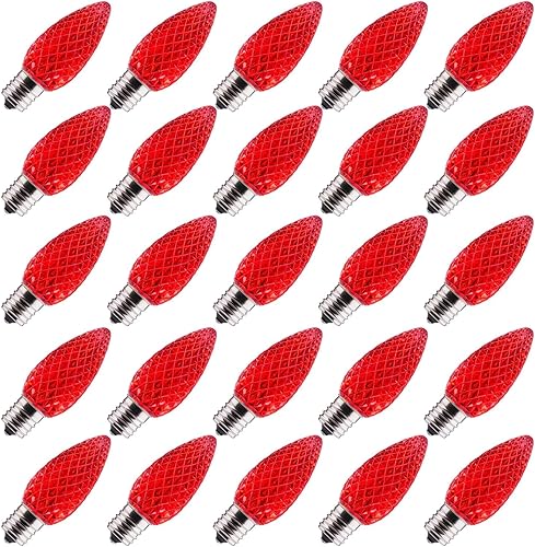 Miniatura 6 de Brightown Paquete de 100 bombillas LED C9 de repuesto para Navidad, bombillas LED C9 inastillables para cadena de luces de Navidad, base intermedia