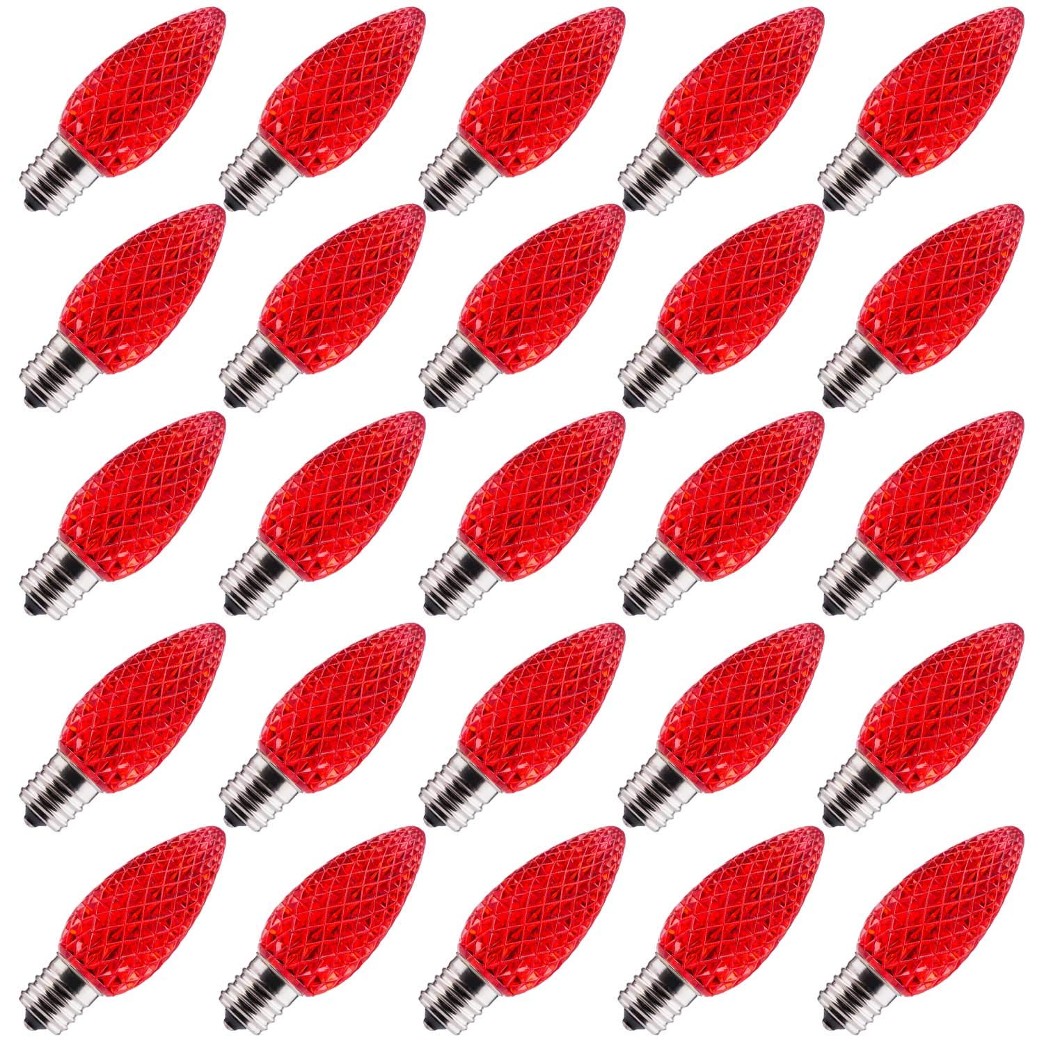 Minetom 25 Pack C9 Led Replacement Christmas Light Bulb C9 Shatterproof Led Bulb for Christmas String Light E17