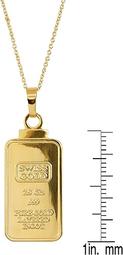 Miniatura 2 de American Coin Treasures Collar con colgante de lingote suizo de 009oz en capas en oro de 24 quilates Latón