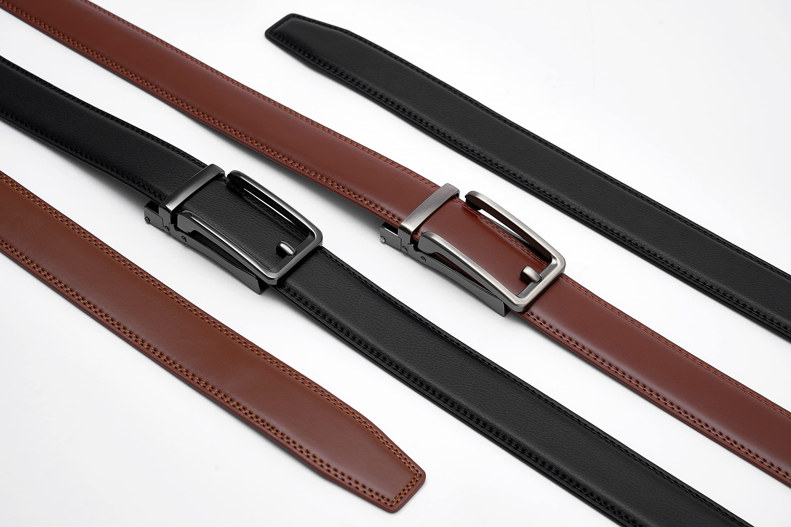 28"-60 "Cinturón de cuero para hombres con trinquete, grande y alto con hebilla automática