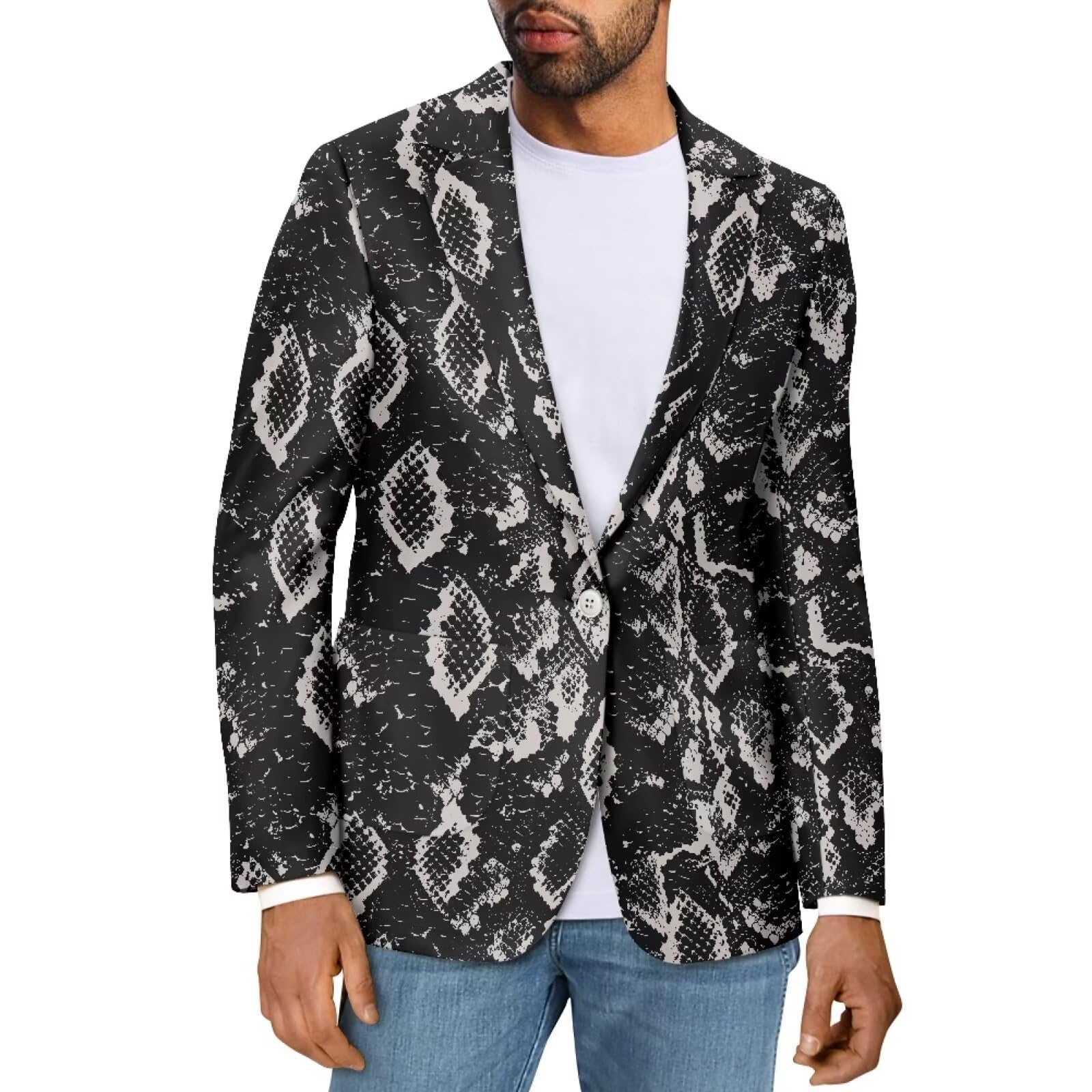 LJMKZJN Men's Casual Suit Blazer Jackets Lightweight Sports Coats One Button for Prom Wedding Party Dinner