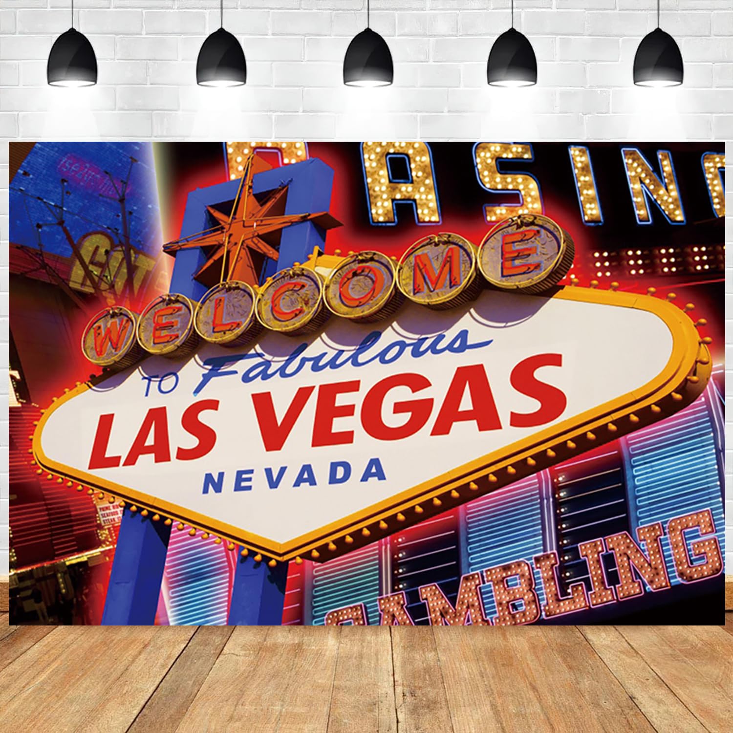 7x5ft Welcome to Las Vegas Backdrop City Billboard Fabulous Casino Night Photography Background Poker Movie Casino Birthday Party Banner Decorations