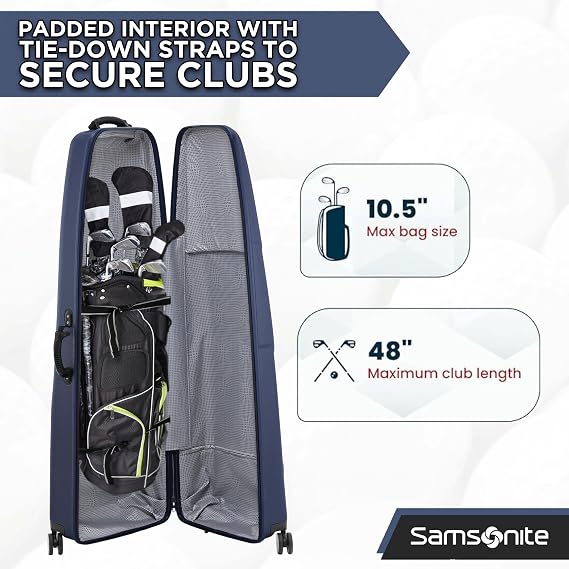 Samsonite Tour Deluxe Golf Hard Case Golf Travel Bag, Lightweight & Durable ABS Shell, 360 Degree Multi-Directional Wheels