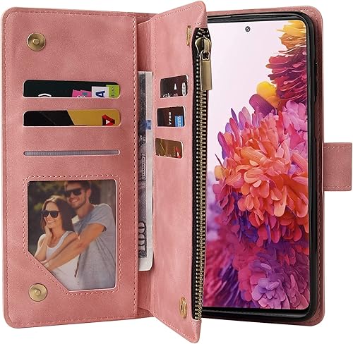Miniatura 9 de LBYZCASE Funda de teléfono para Samsung Galaxy S21, Samsung S21 5G, funda de cuero con tapa de lujo, bolsillo con cremallera, correa de muñeca,