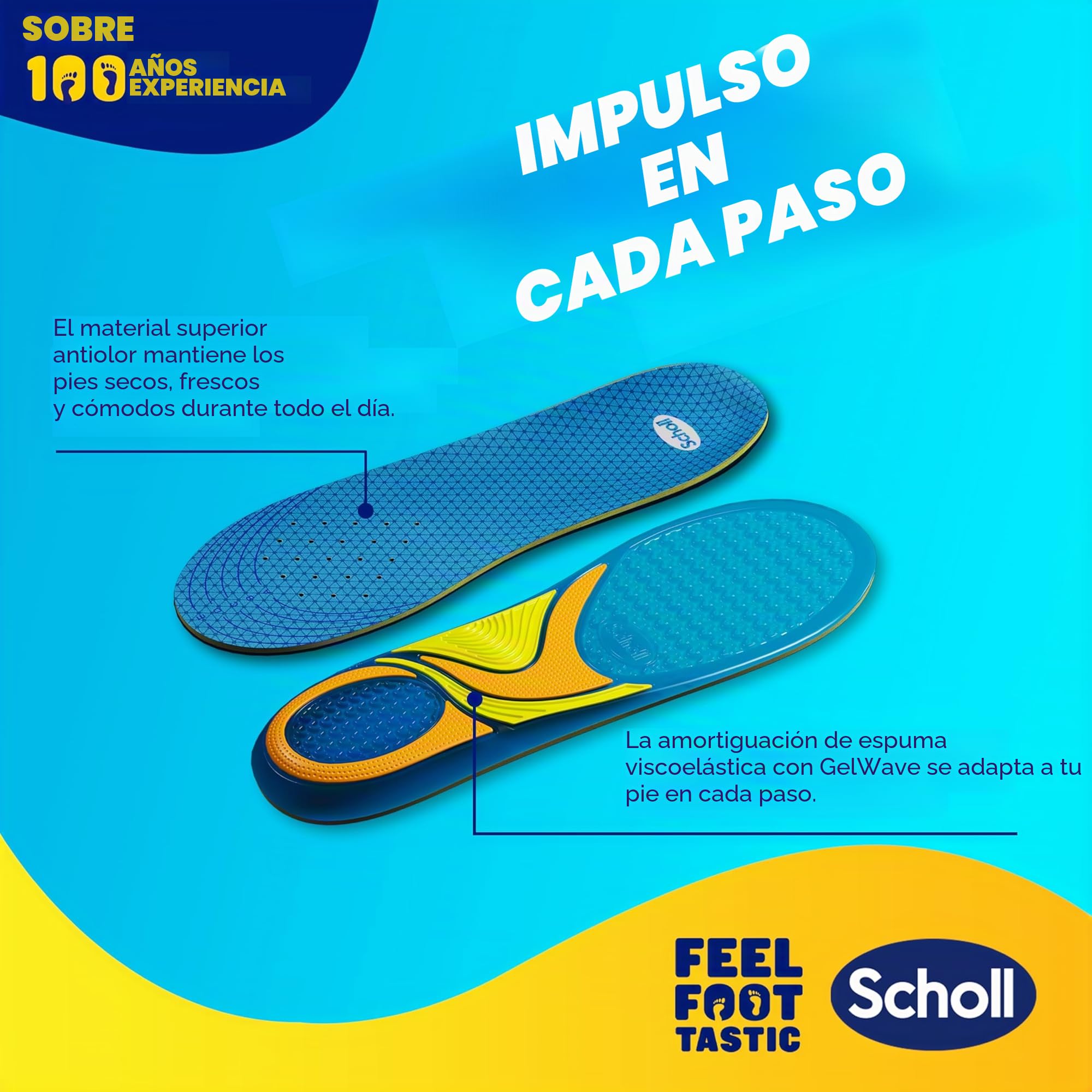 Scholl GelActiv Plantillas Everyday para hombres, talla 40, amortiguación de espuma viscoelástica y tecnología GelWave