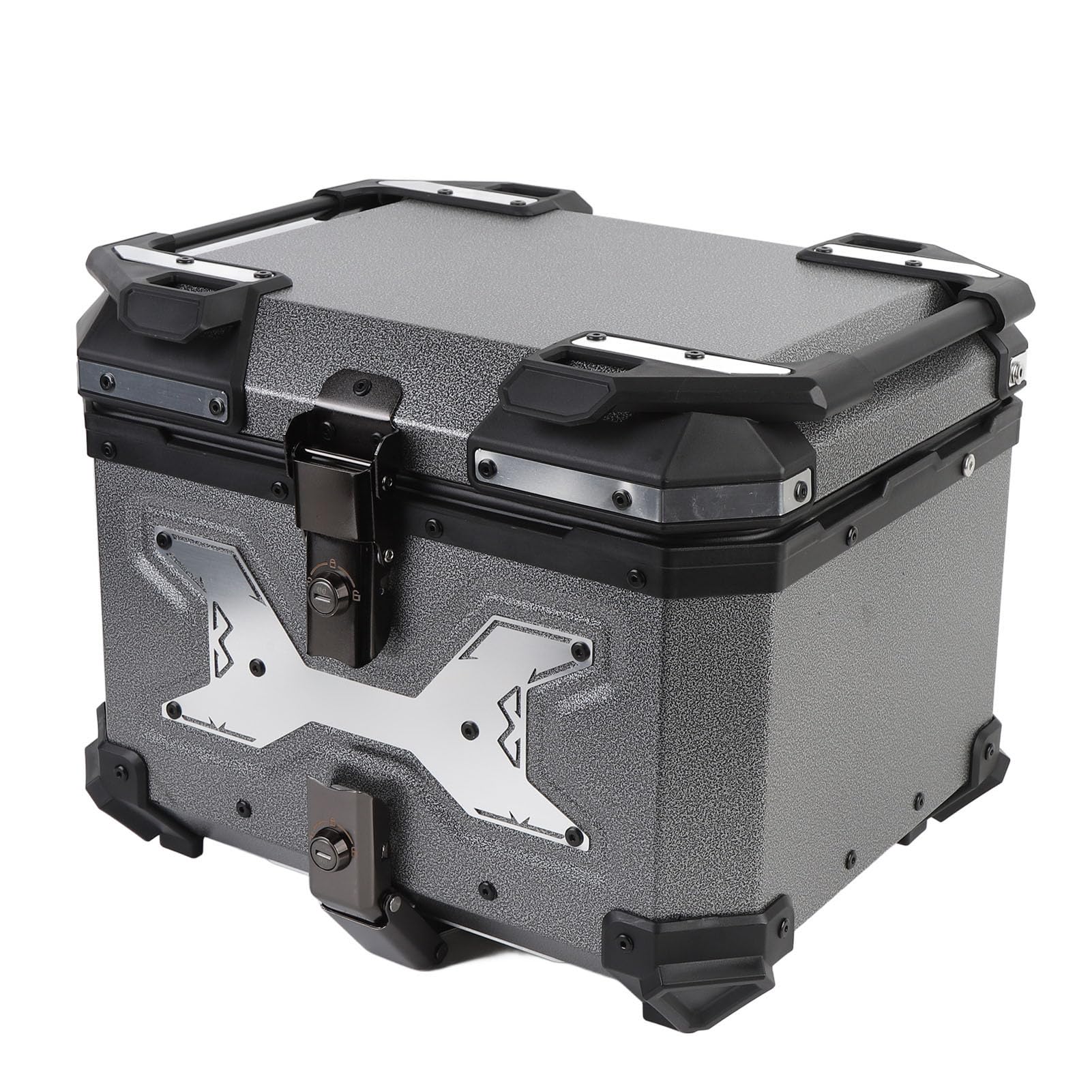 Baúl para Motocicleta de 45 L, Aleación de Aluminio, Liberación Rápida, Bloqueo de Doble Llave, Almacenamiento Forrado, Resistente Al Agua con Soporte de Montaje Universal para