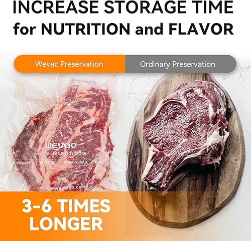 Miniatura 8 de Wevac Rollos de bolsa selladora al vacío, 8 x 16 pies (2 rollos), almacenamiento de alimentos resistente para Sous Vide, congelador, preparación de
