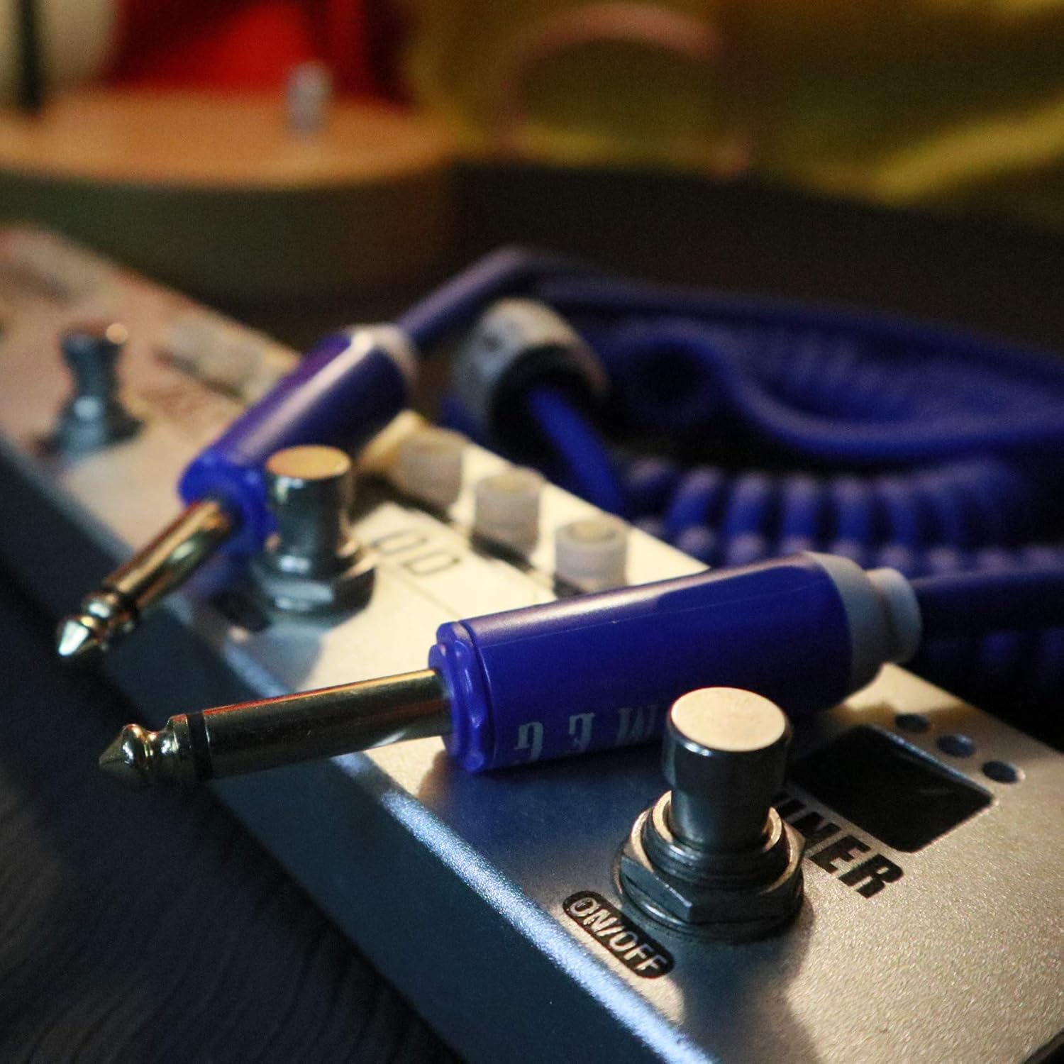Aestivate 32ft/10m Coiled Guitar Cable Electric Instrument Cable Curly Instrument Cable Coil Guitar Cable Stretchable Straight to Straight Dual Straight Plugs(Blue)