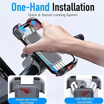 Motorcycle Phone Mount, Upgraded Bike Smartphone Holder Ultra-Stable Bicycle Handlebar for Motorcycle Bike Bicycle Scooter, Compatible with 4.7-7 Mobile Phone