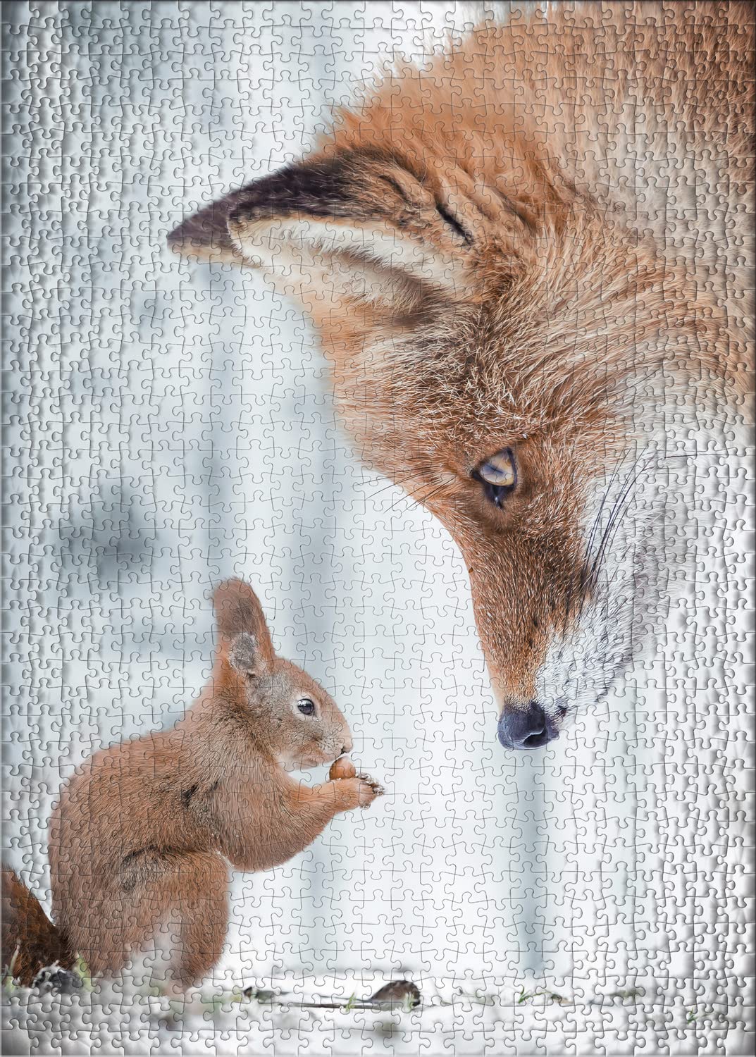 Ulmer Puzzleschmiede, Puzzle "Fox and Squirrel", Smart 2000 Pieces Animal Puzzle, Squirrel and Fox in Winter Forest - Image 2