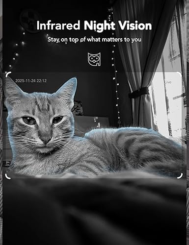 Miniatura 5 de GNCC Cámara de seguridad interior 2K para monitor de bebé/mascota con WiFi de doble banda, cámara para perros con aplicación de teléfono, detección