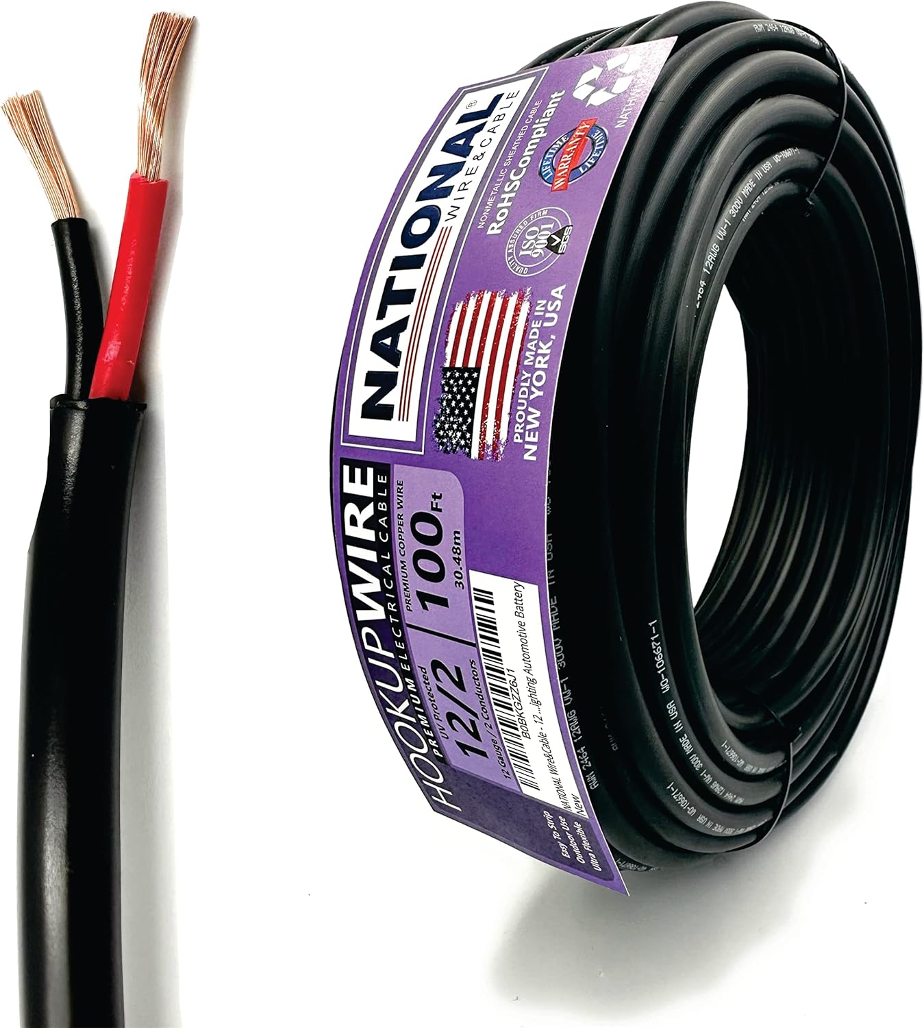 NATIONAL Wire & Cable 12 AWG 2Conductor Premium Copper Wire, 100 ft