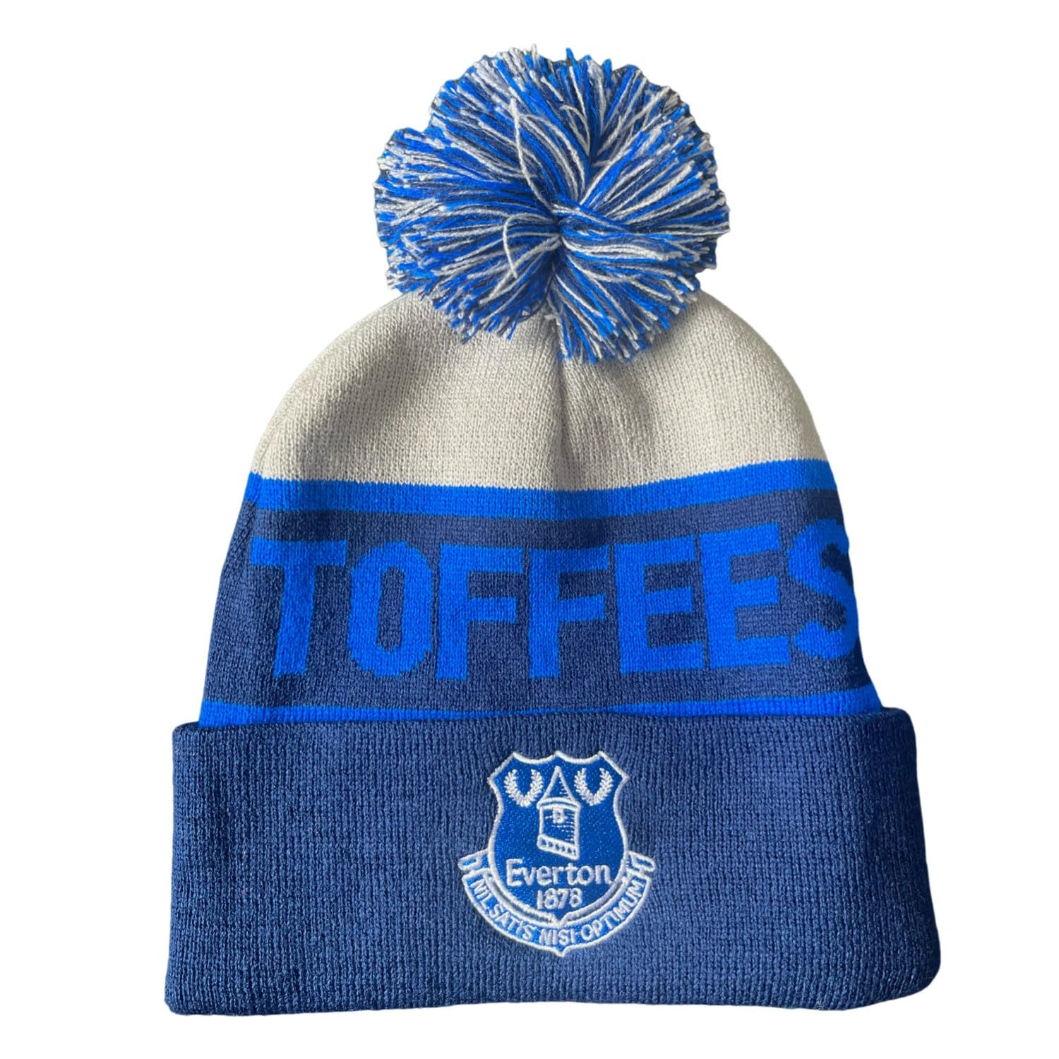 Everton Unisex Navy Blue & Grey Official Toffee's Bobble Hat Junior Navy