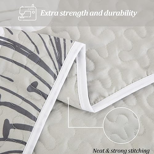 Miniatura 4 de Juego de edredón de 3 piezas, tamaño matrimonial, con patrón floral azul, elegante colcha bohemia con 2 fundas de almohada, juego de ropa de cama