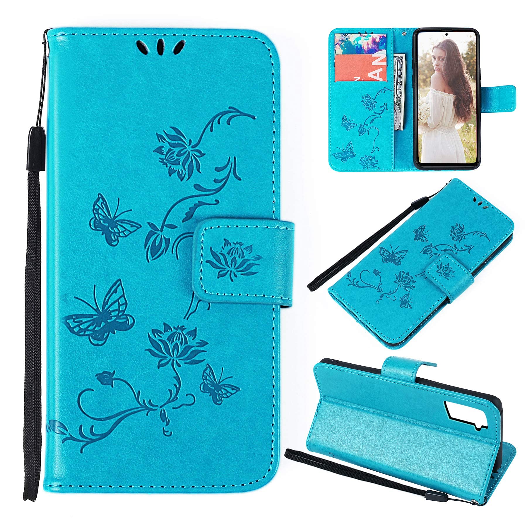 FCHUI for Samsung A12 Case, for Samsung Galaxy A12 Case for Women Men Card Slots Magnetic Closure Kickstand Full Protection Premium Leather Flip Wallet Phone Case Cover Blue