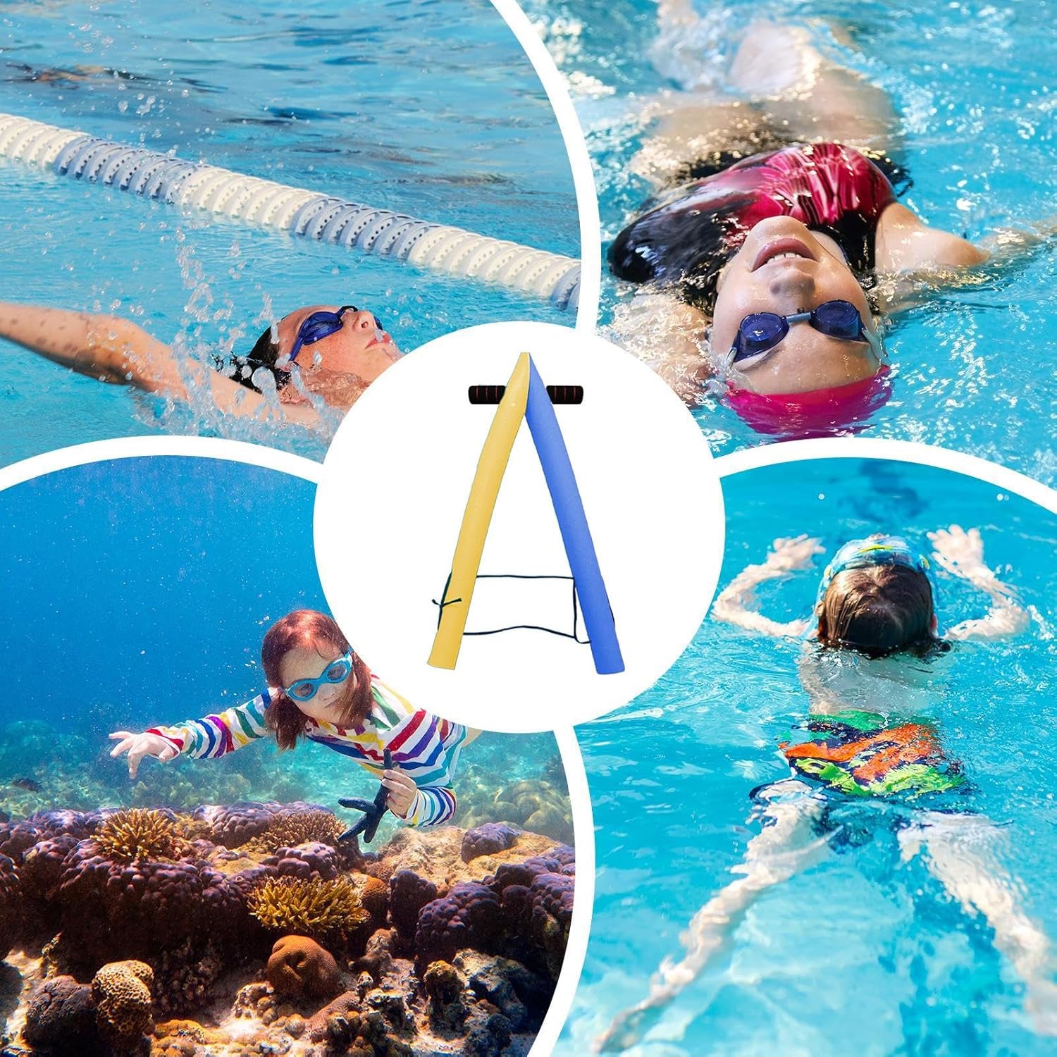 Swim Noodles Foam Floats, Pool Training A-Frame, Water Toys with Sturdy Design, Floating Rafts with Lightweight Material, Swimming Equipment, Recreation Accessories, Kids Adults Aid for Fun
