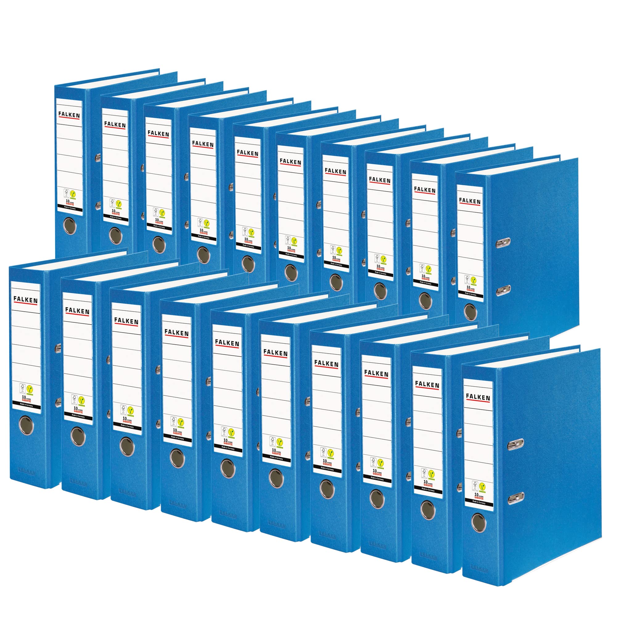 Exacompta - Ref 11286564007F - FALKEN - Vegan PP Lever Arch Files - Suitable for A4 Documents, 80mm Spine , Spine Label, Metal Finger Hole - Aqua (Pack of 20) โ image 1