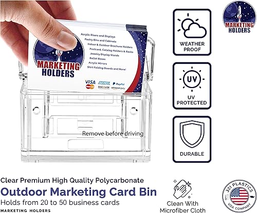Miniatura 7 de Marketing Holders Tarjeta de visita con tapa con bisagras, plástico transparente de 3.5 x 2 pulgadas, tarjetas viene con calcomanía Take One,