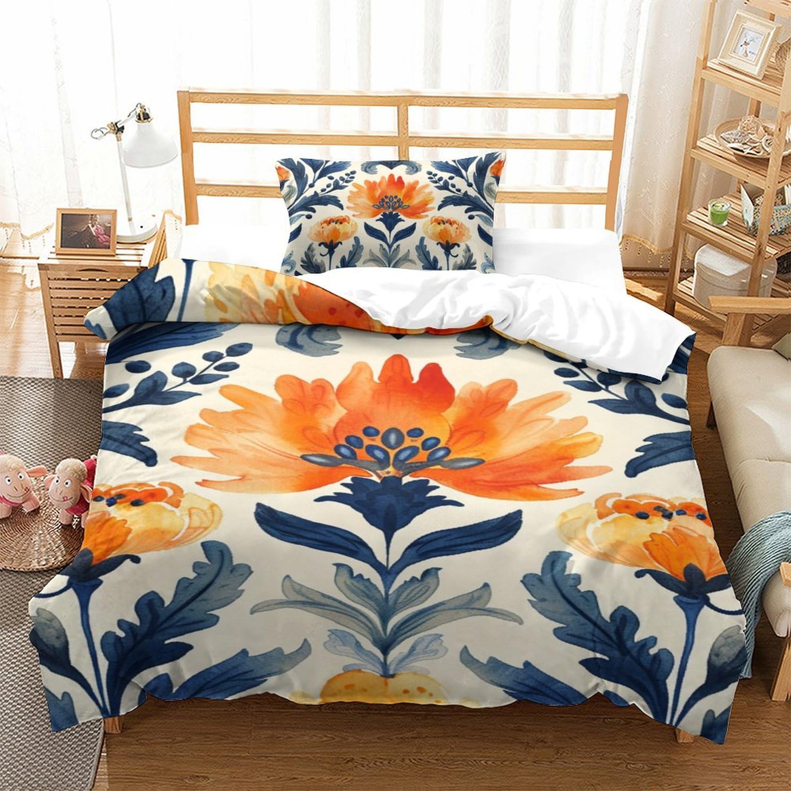 Parure de lit pour chambre d'adolescent housse de couette fleurs 3D lit simple