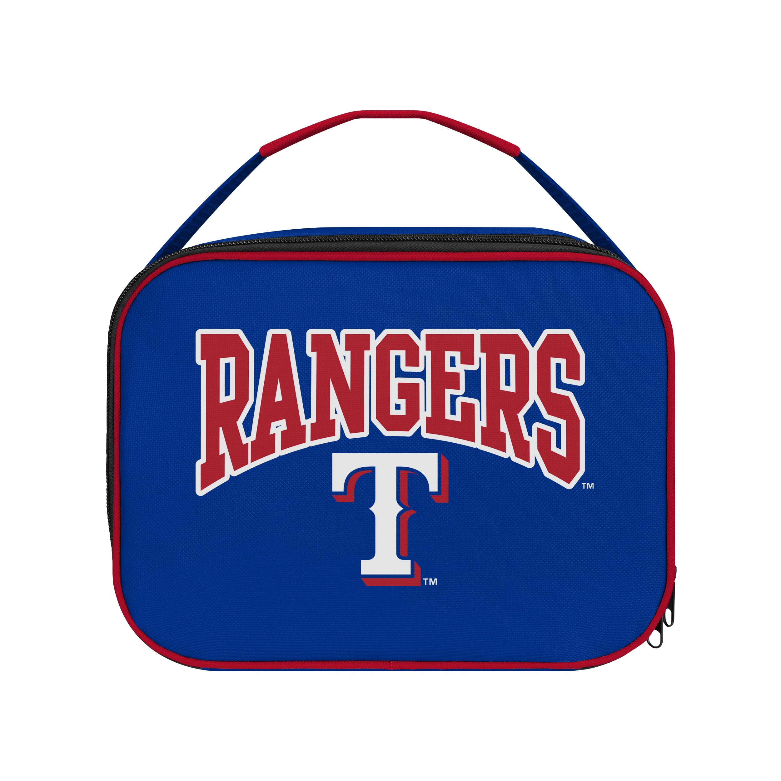 FOCO MLB Unisex-Adult Officially Licensed Wordmark Team Color Big Logo Baseball Zip Closure 7L Lunch Bag - Texas Rangers