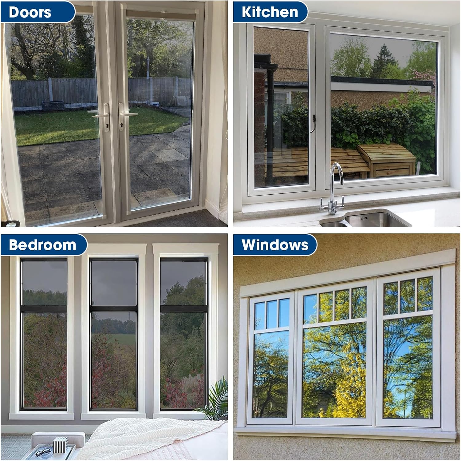 One Way Window Film Sun Blocking for Home, Daytime Privacy Mirror Tint, Heat Blocking & UV Protection 90%, Static Cling No Glue, Reflective Window Tint for Glass Doors(Black,23.6 x 78.7)