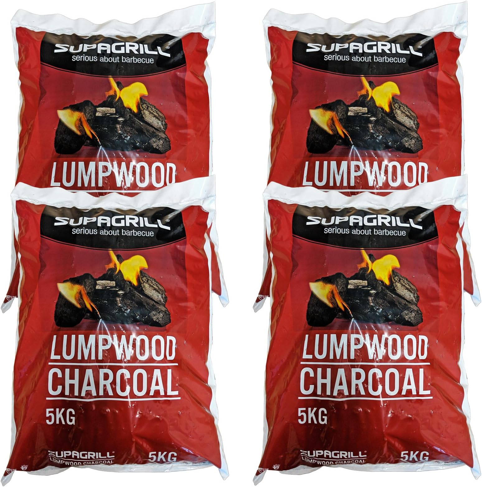 Supagrill Lumpwood Charcoal 20KG Hardwood Easy Light BBQ Barbeque Grill 4 x 5kg Bags