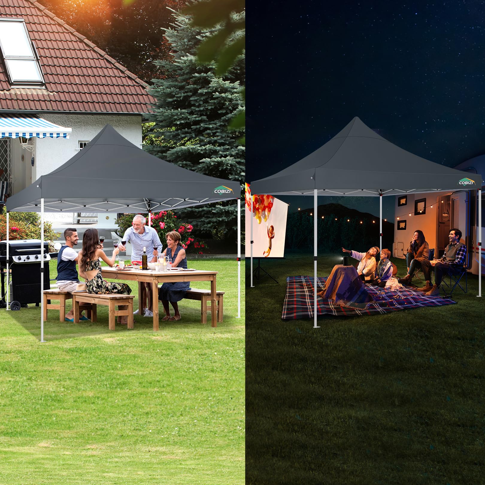 COBIZI Faltpavillon 3x3, Pavillon 3x3 Wasserdicht Stabil Winterfest, Faltbar Partyzelt mit 4 Seitenwänden & 4 Sandsack Pop up Gartenpavillon UV-Schutz 50+ für Hochzeiten, Freien, Grau