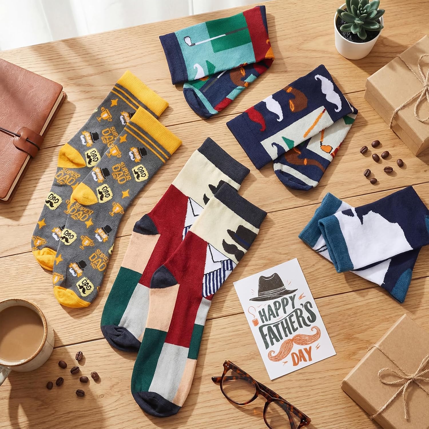 Glitopper 8 Pairs Fathers Day Socks Gifts for Man Dad Gifts from Daughters Funny Novelty Sock for Daddy Grandpa Birthday Gift
