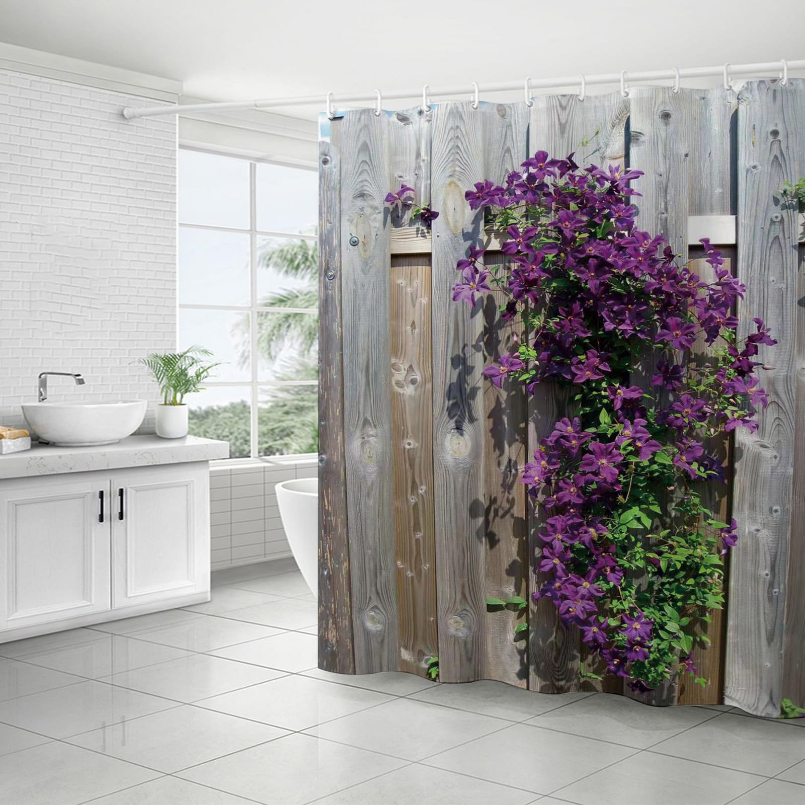 FAIRYGATE Bathroom Curtains Washable Badewannenvorhang Duschvorhang Textil aus Polyester Textil Wasserabweisend und Waschbar Badvorhang mit 12 Vorhangringe 180x180cm Wasserdicht B8322