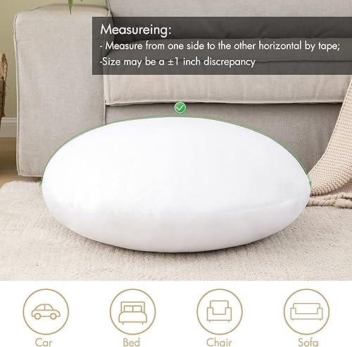 Miniatura 4 de MIULEE Almohada redonda de 18 pulgadas, almohada de suelo, funda de relleno para cojín decorativo, cama, sofá, boda
