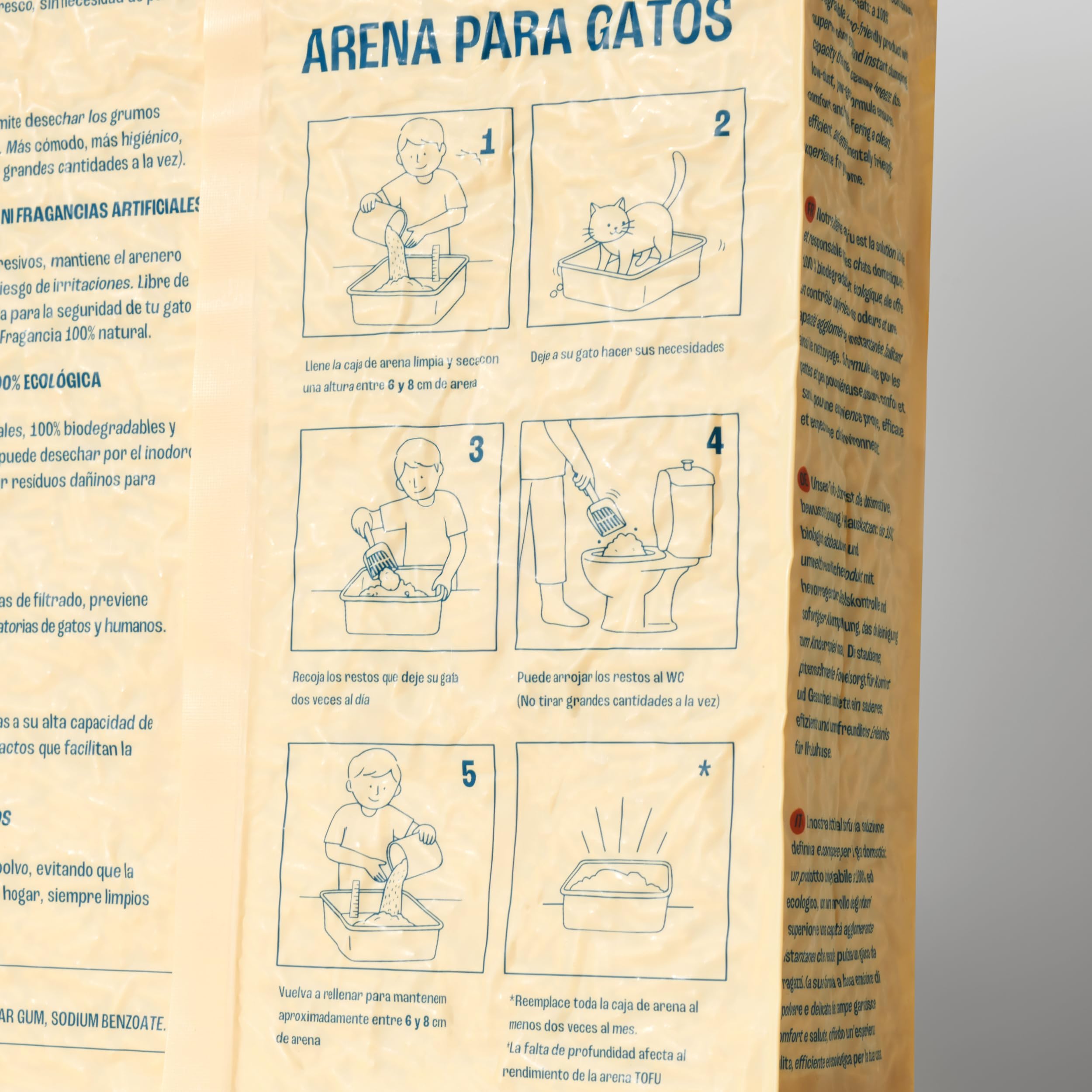 Arena de Tofu para Gatos OSSY X4 10Kg 24L Arena Super Aglomerante Desechable por WC Sin químicos Sin Fragancias Artificiales Libre de Polvo 5 Etapas de Filtrado Control Olores Natural.