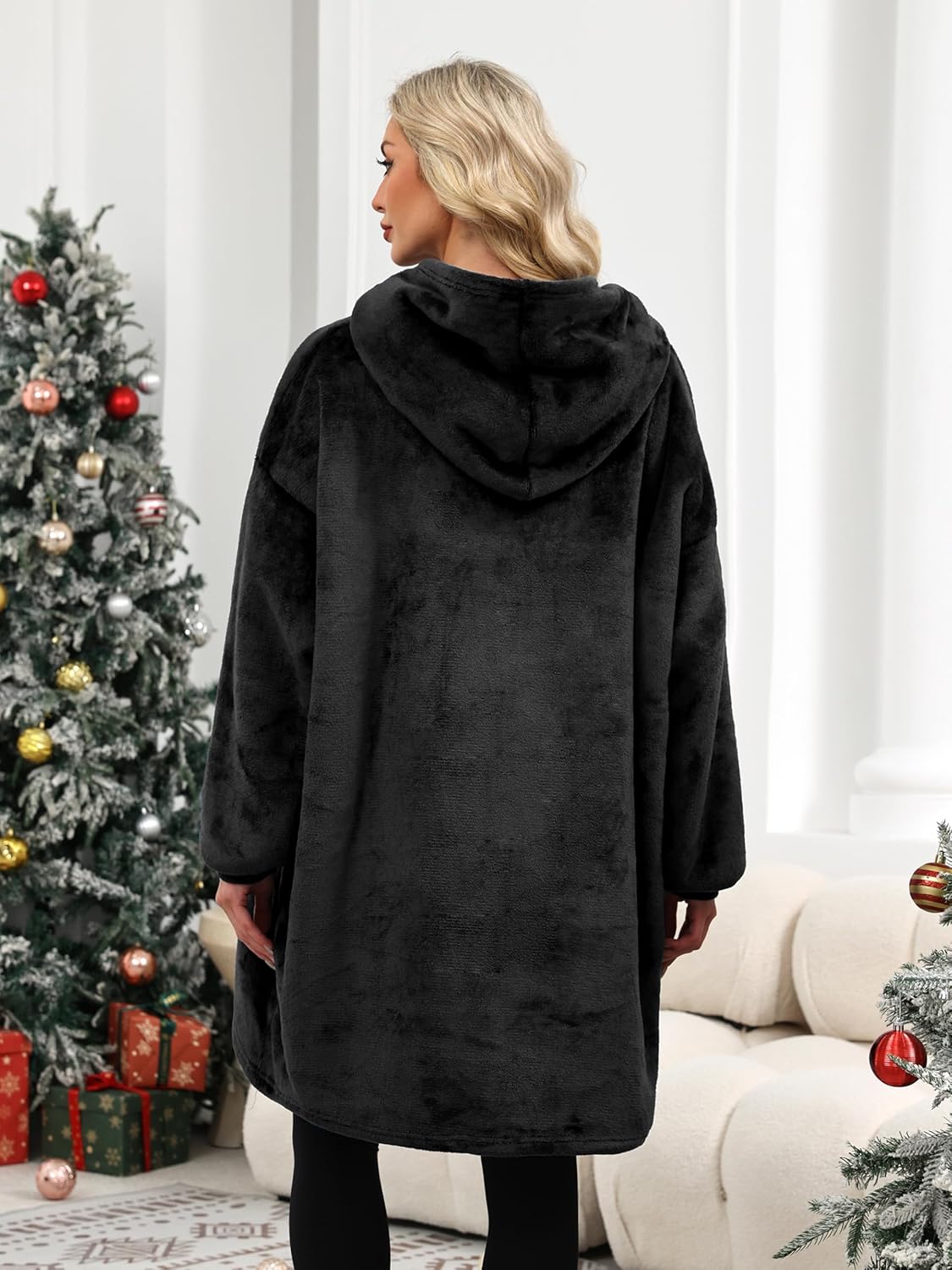 Wearable Blanket Hoodie Gifts for Women Men, Oversized Blanket Sweatshirt Cozy Fleece Blanket with Dog Giant Pocket - Image 6