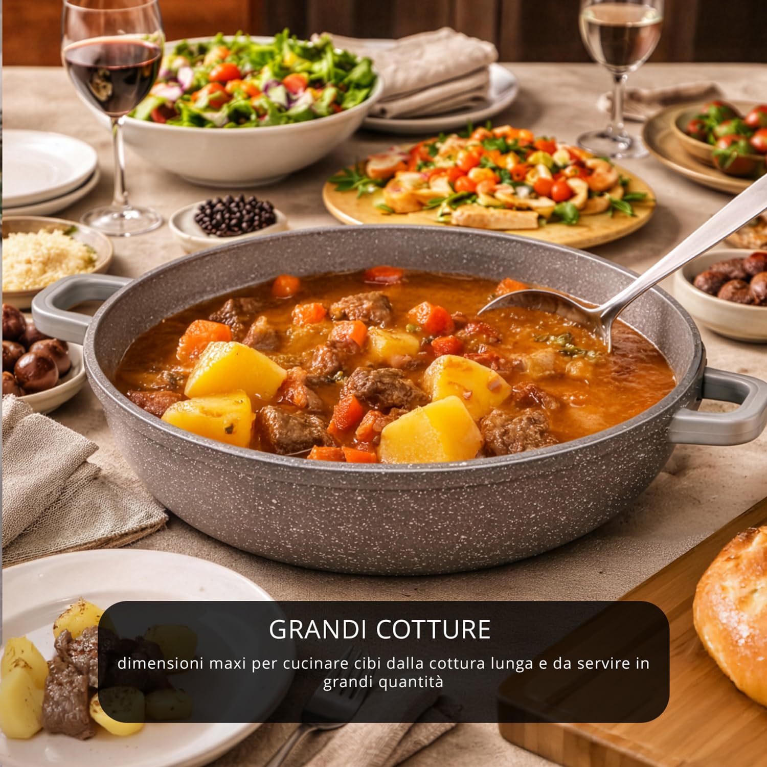 Tegame 40 cm con coperchio I Giganti design marrone