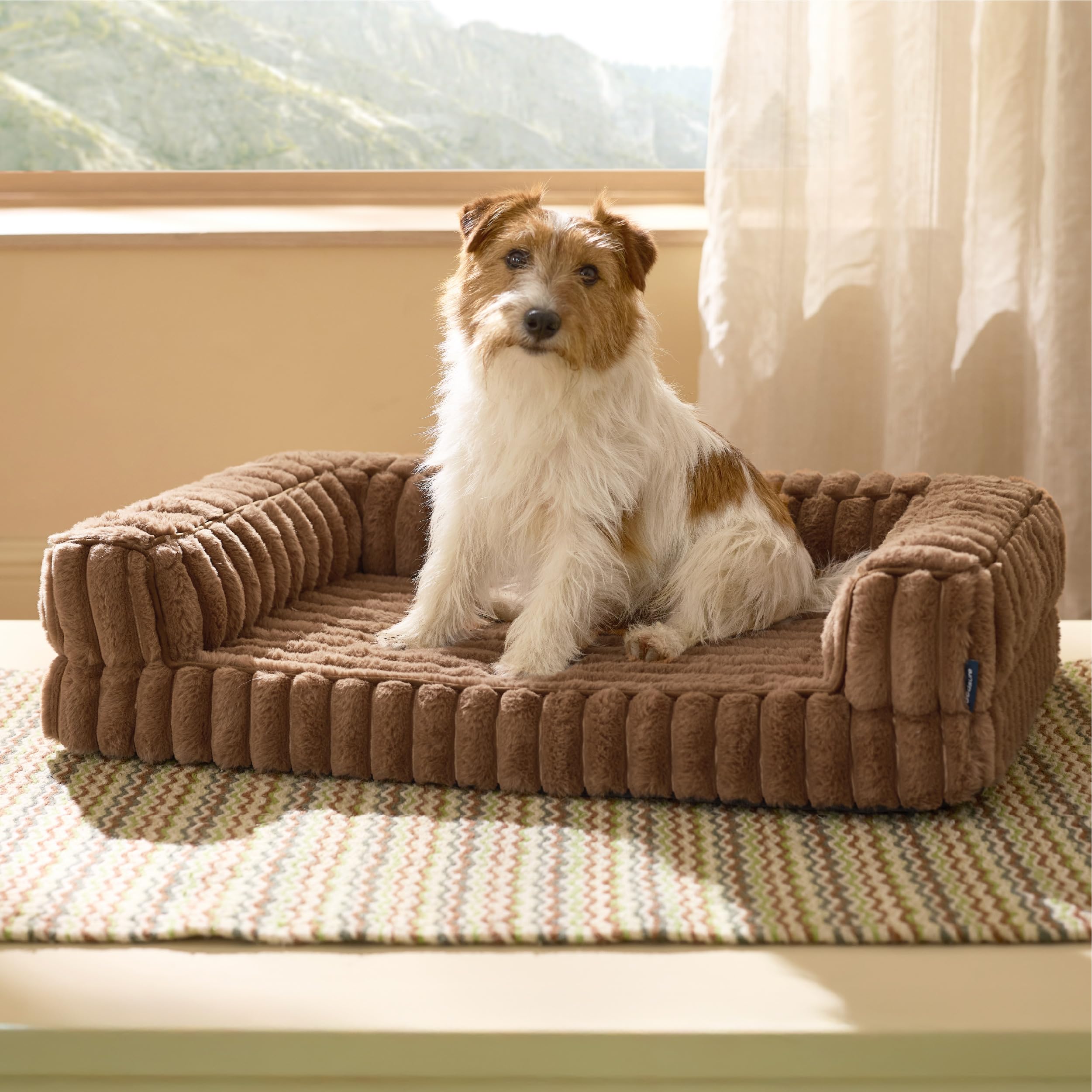 BEDSURE Orthopädisches Hundebett Grosse Hunde, 76x51/89x64/106x76 Grau/Creme