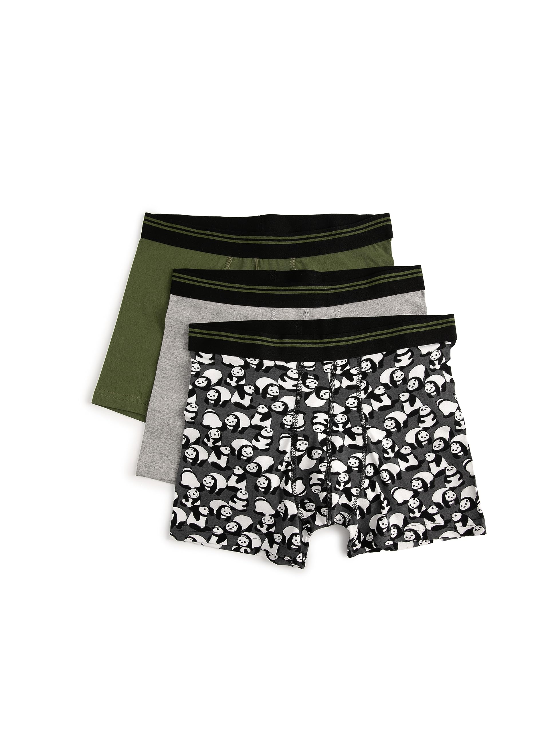 3'lü Boxer Seti Panda Baskılı Çok Renkli