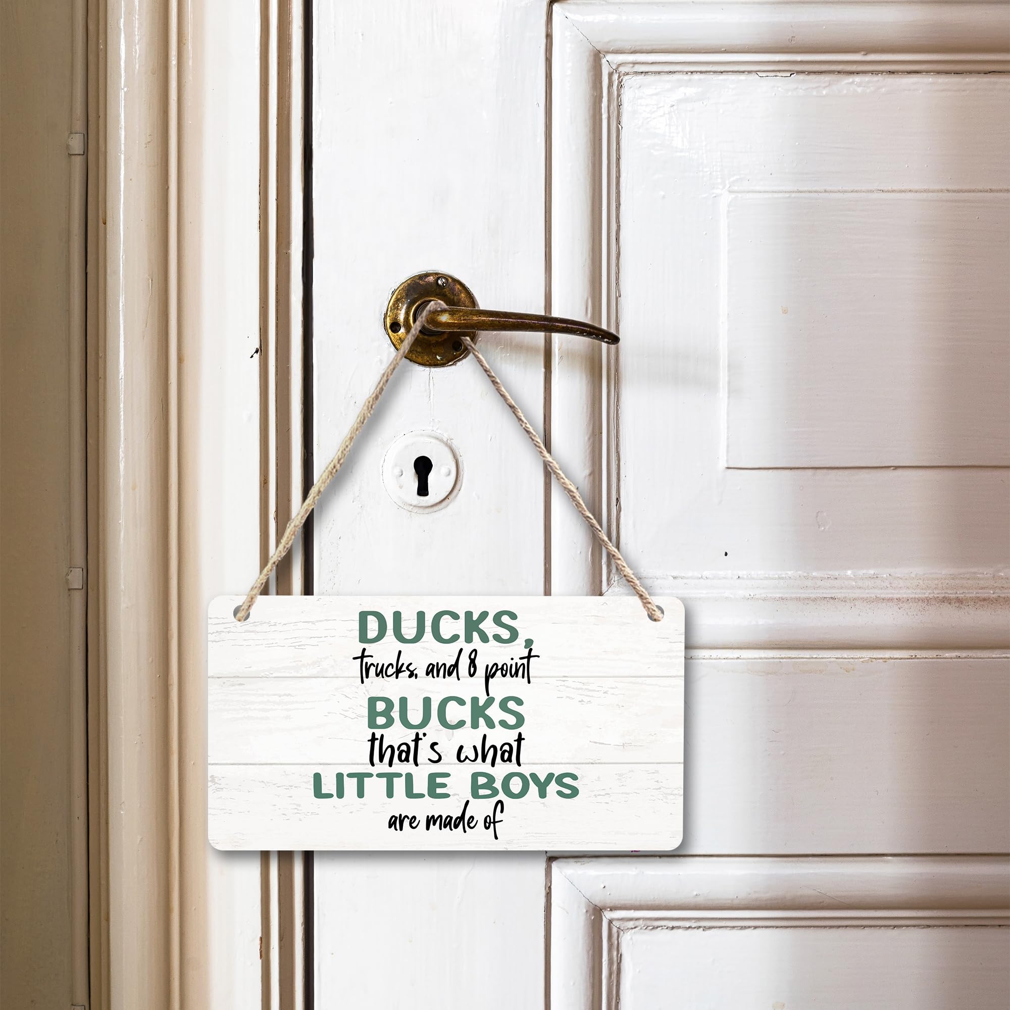 CGBHW Baby Boy Nursery Wooden Sign, Funny Duck Hunting Hanging Sign Wall Decor, Duck Baby Gift for Kids Teens Boys Girls, Home Newborn Nephew Room Bedroom Living Room Door Decor 12 x 6 Inch