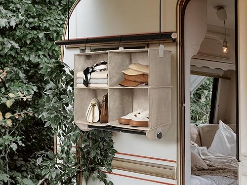 Miniatura 7 de StorageWorks Organizador colgante de armario con barra de ropa, estantes colgantes de armario de 4 secciones, organizador de cubos de ropa colgante,