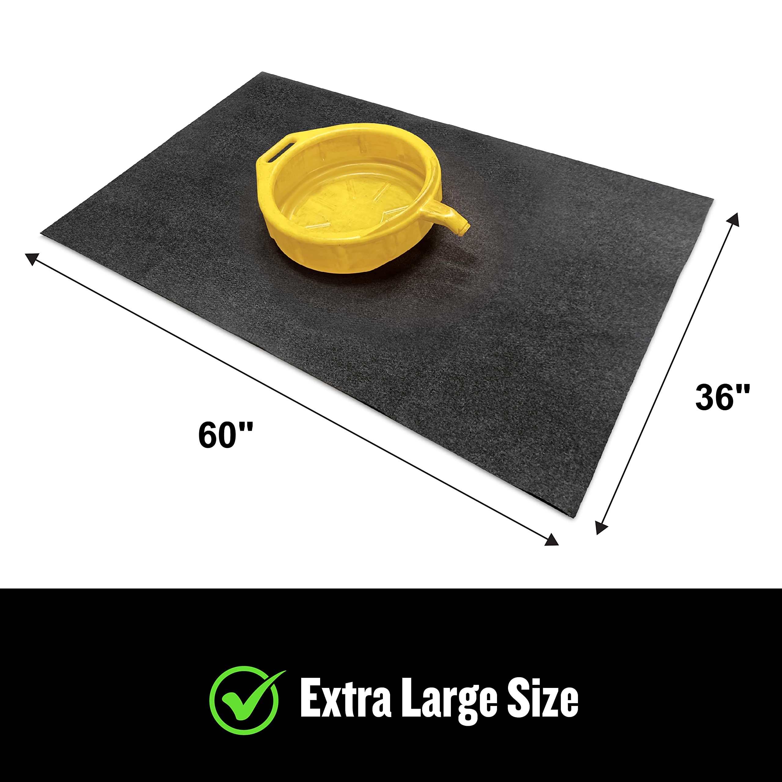 Flashdry - Tapete absorbente para derrames, paquete de 2 unidades, 36 x 60 pulgadas, absorbe al instante aceite, pintura, grasa, gotas de sal, refrigerante y cualquier líquido, protege suelos de
