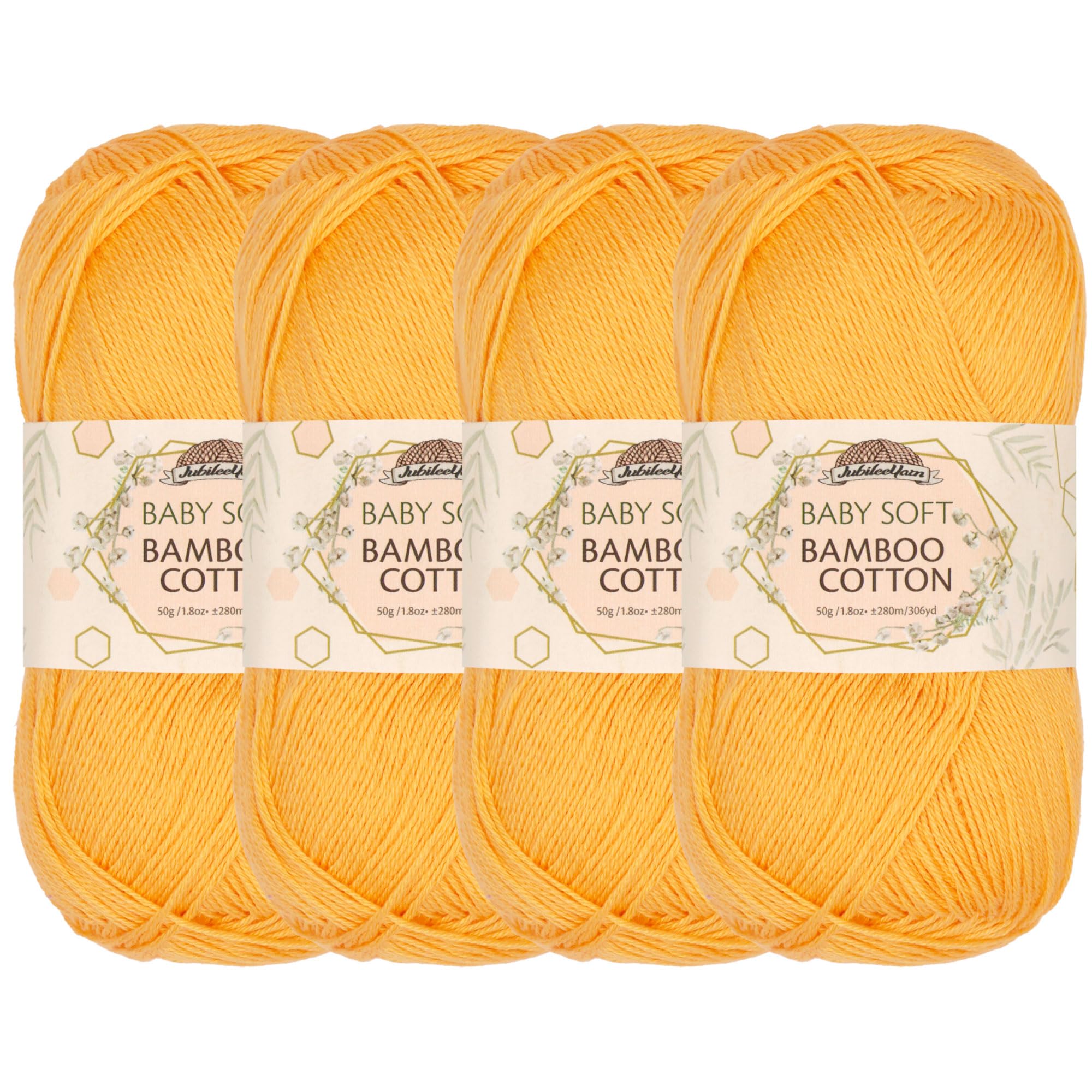JubileeYarn Baby Soft Bamboo Cotton Yarn - 50g/Skein - Summer Sun - 4 Skeins, 412 Summer Sun