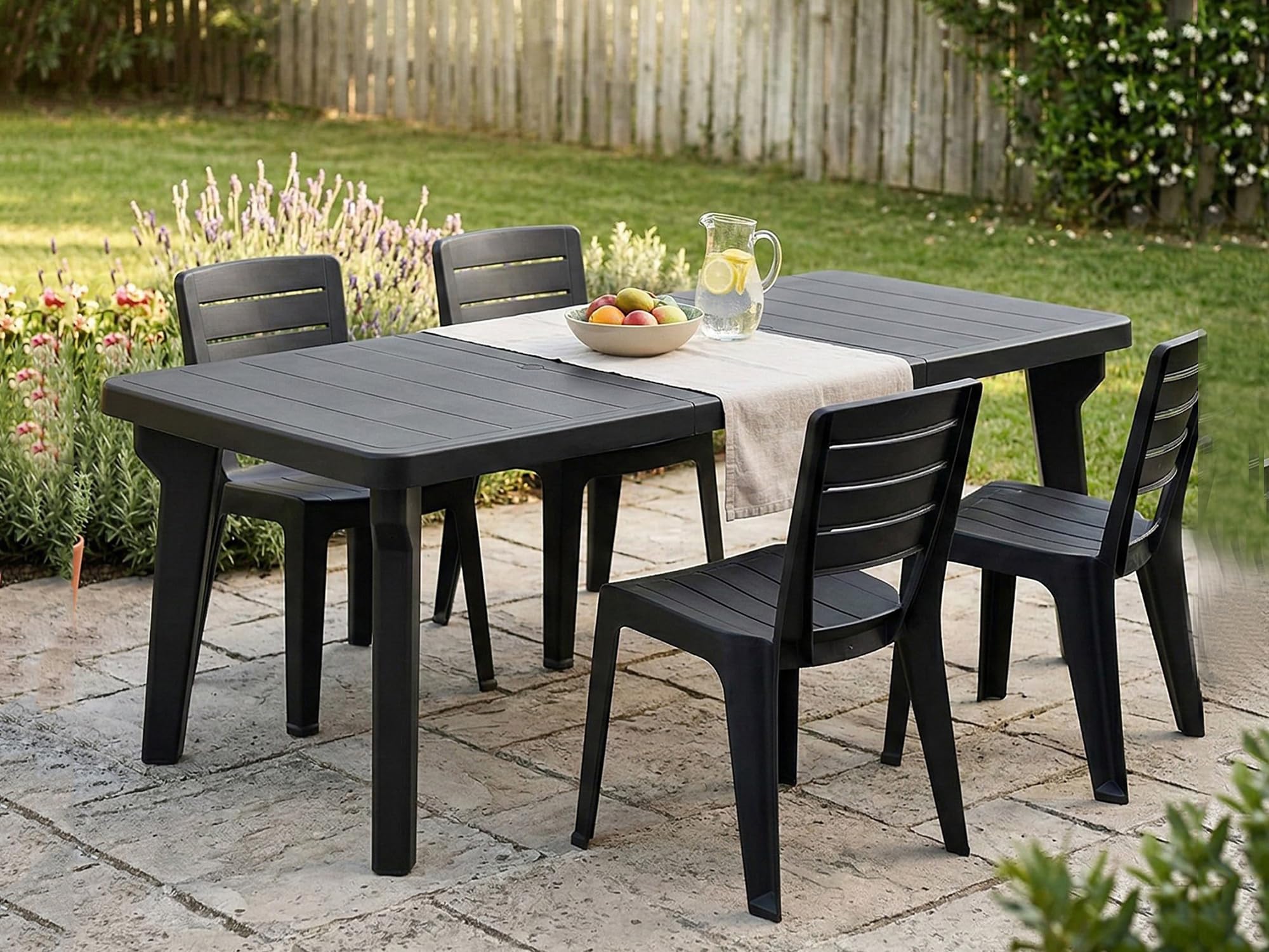 Dmora - Tavolo da esterno Mercurio, Ripiano rettangolare, Tavolo allungabile da giardino o da bar, 100% Made in Italy, 160-220x90h74 cm, Antracite