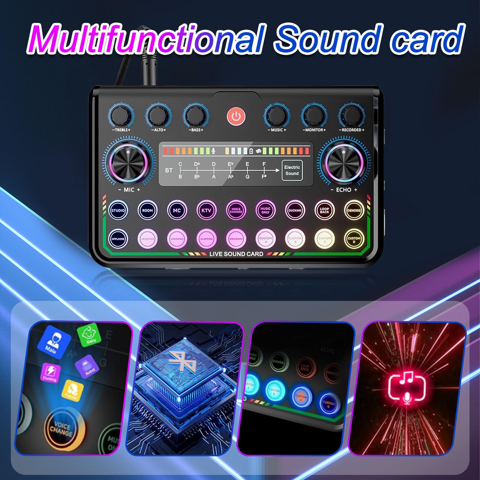 Podcast Equipment Bundle with Live Sound Card Audio Mixer Condenser Microphone, Audio Interface Streaming Mic Podcast Studio Recording for Sing, Gaming, YouTube TikTok, Studio Mixer Set for PC, Phone