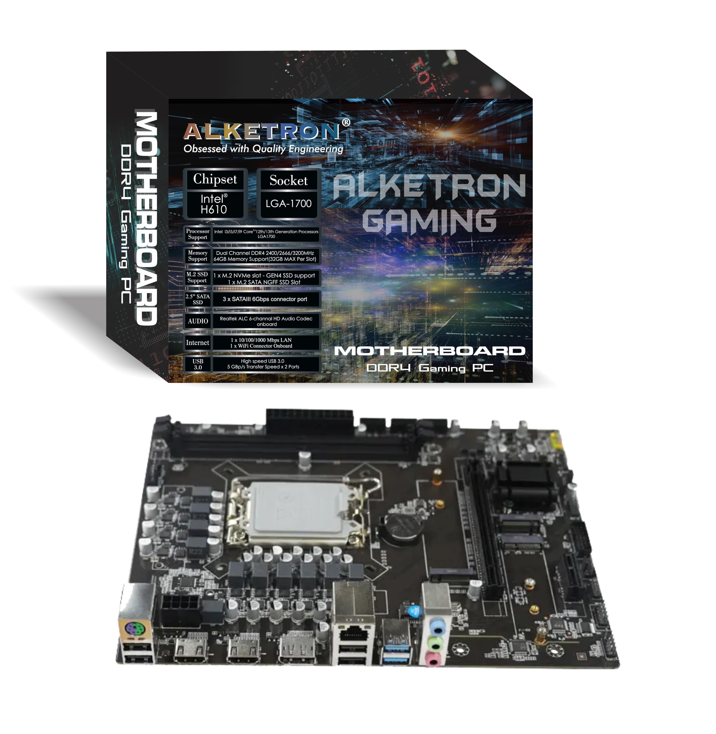 ALKETRON Gaming Desktop PC DDR4 Motherboard - H610 LGA1700-12/13/14th Gen - i3/i5/i7/i9 core Processors - BuiltIn WiFi Slot; Gen4 PCIe; NVMe + NGFF; USB3.0; DP + HDMI; 64GB Max RAM - 1Year Warranty-picture-24
