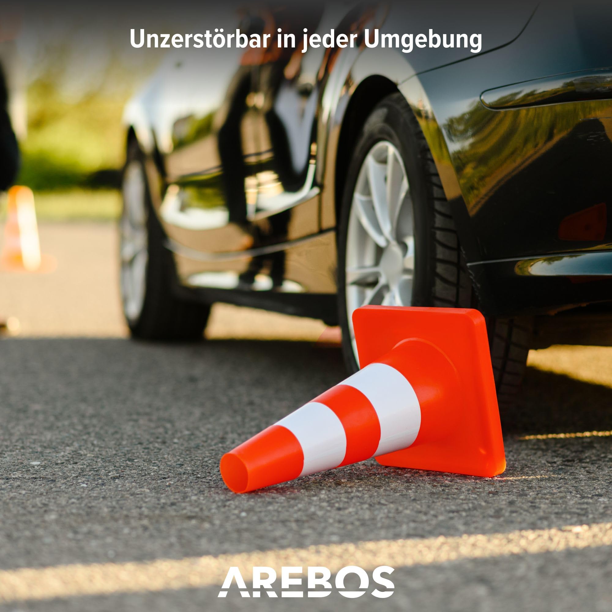 Arebos 10x Verkehrsleitkegel | Reflektierende Warnleitkegel | Pylone | Orange-Weiß | Leitkegel 50 cm