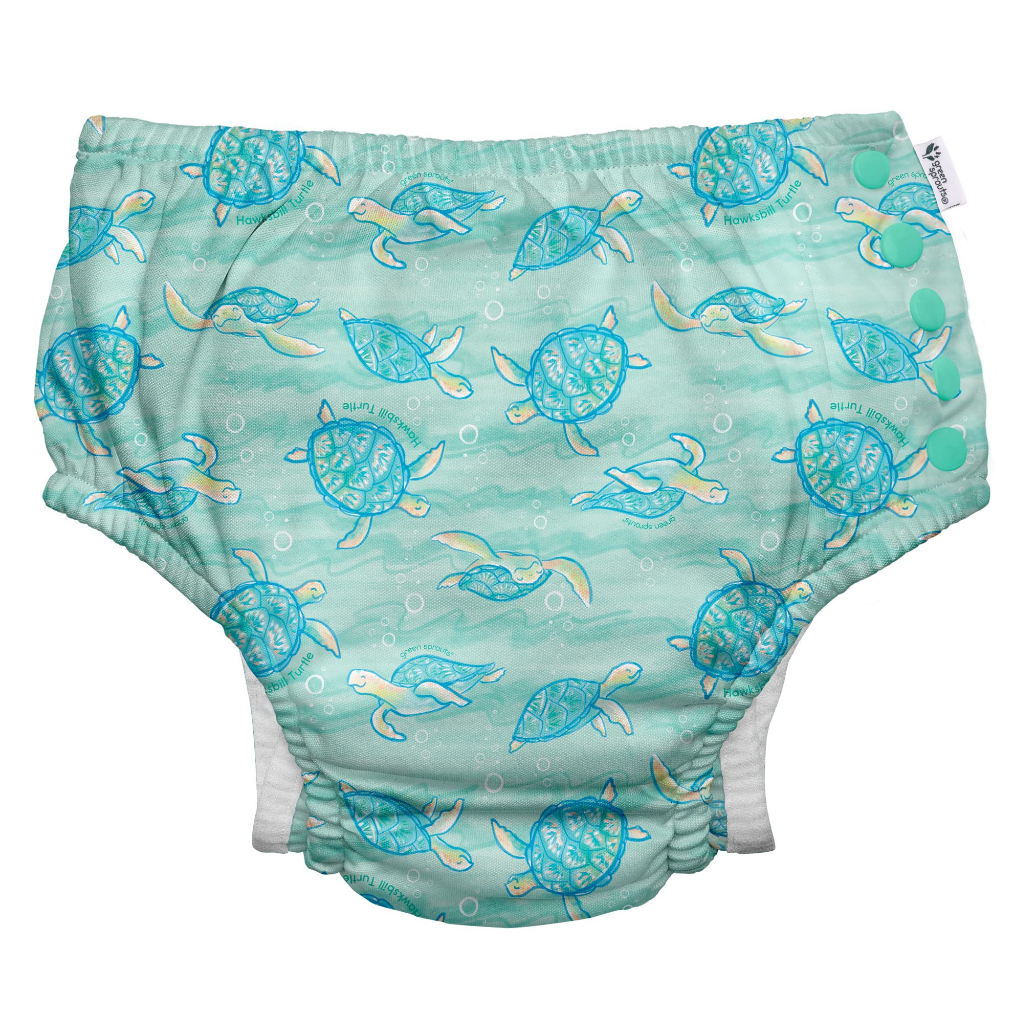 i play. by green sprouts Reusable, Eco Snap Swim Diaper with Gussets, UPF 50, 24 mo, Hawksbill Turtle - Biodiversity, Patented Design, STANDARD 100 by OEKO-TEX Certified