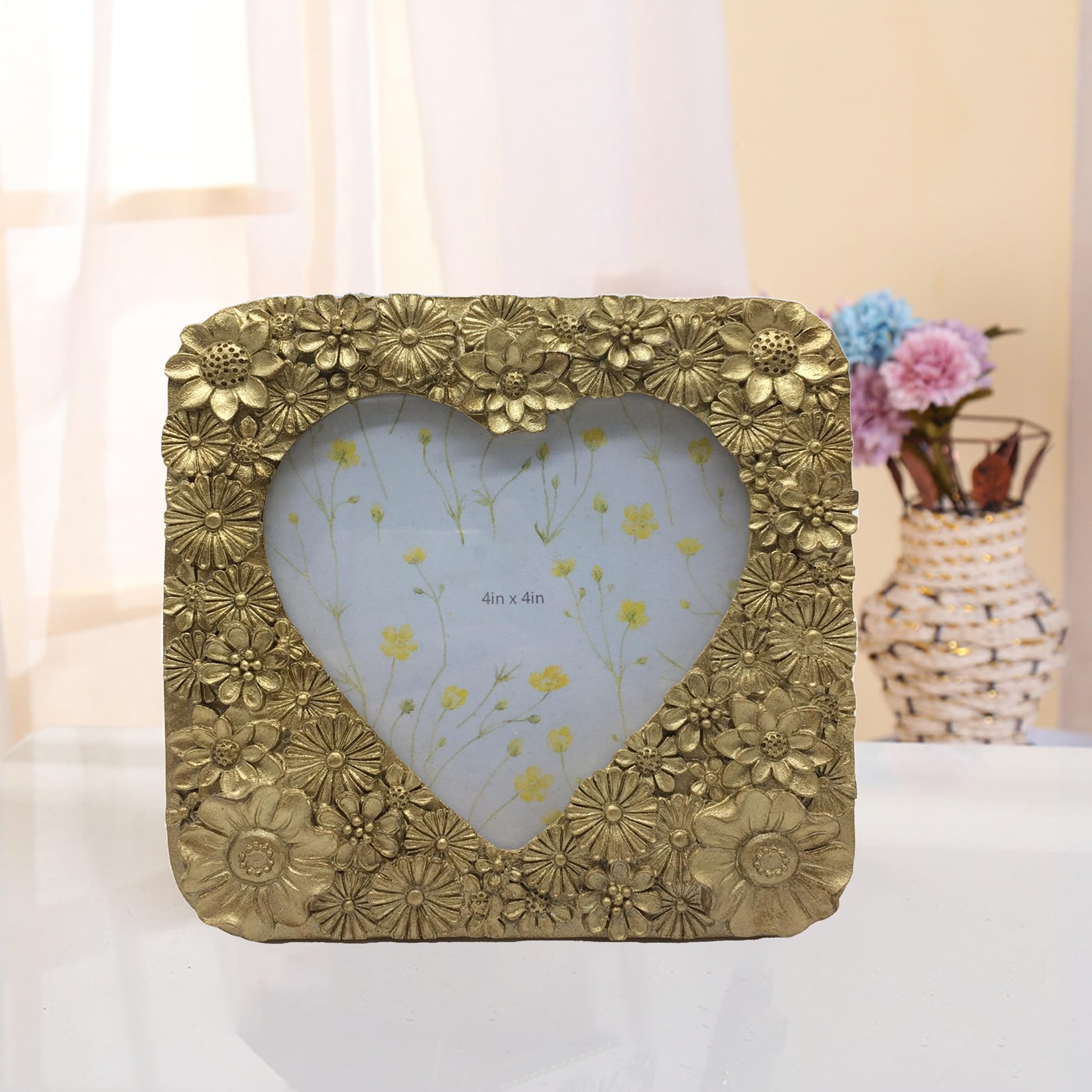 フォトフレーム Vintage heart photo flame Vintage Style Rustic Metal Lace Heart Photo Frame 3 x 3 New