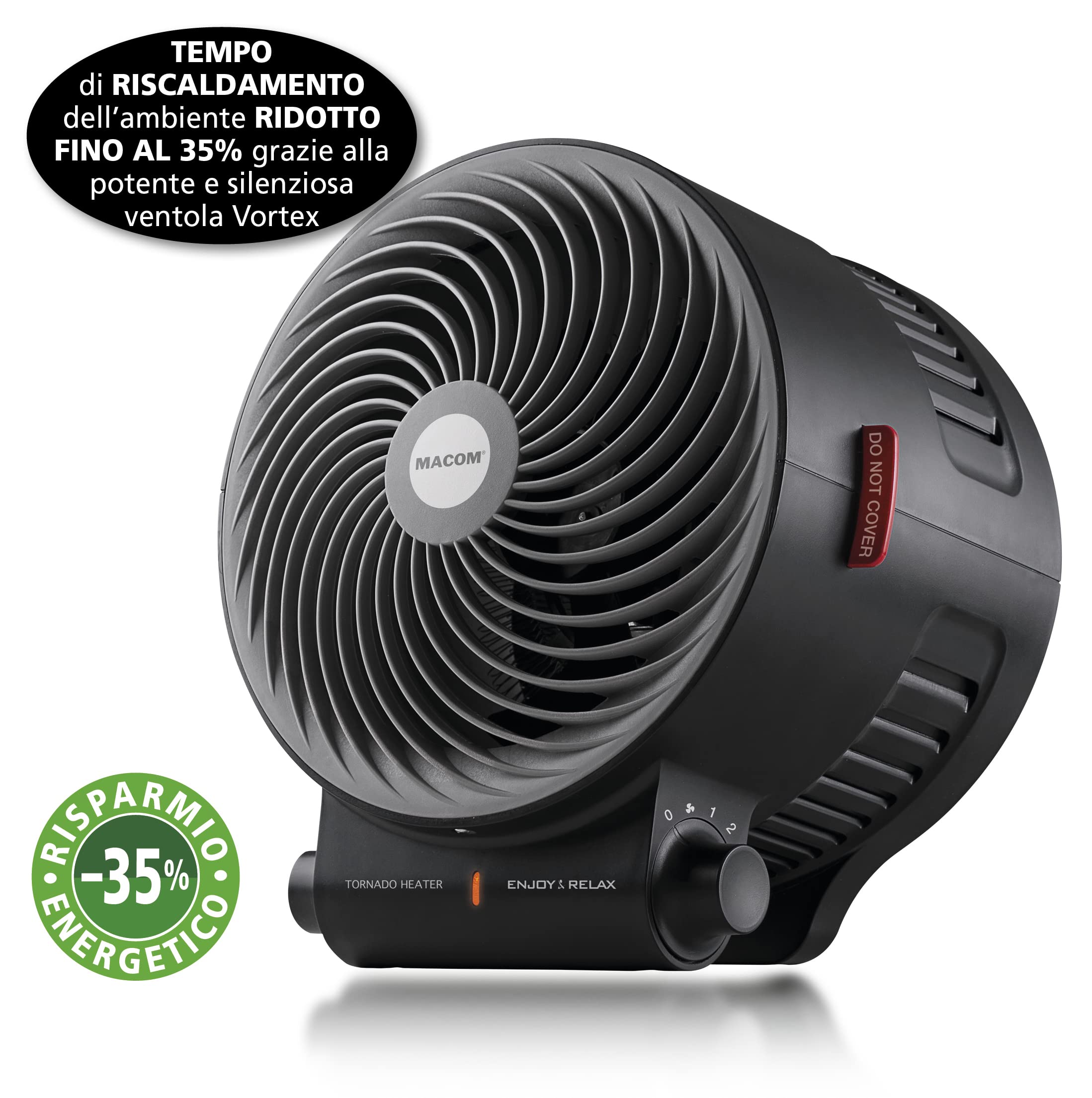 Solac TV8435 Elogio - Stufa 2000W, 2 intensità, funzione ventola, protettore termico, termostato, maniglia per il trasporto, nero